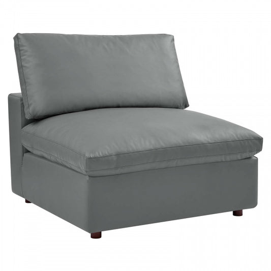 Commix Down Filled Overstuffed Vegan Leather Armless Chair by Modway