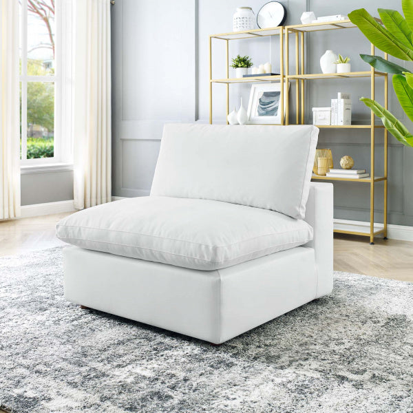 Commix Down Filled Overstuffed Vegan Leather Armless Chair by Modway