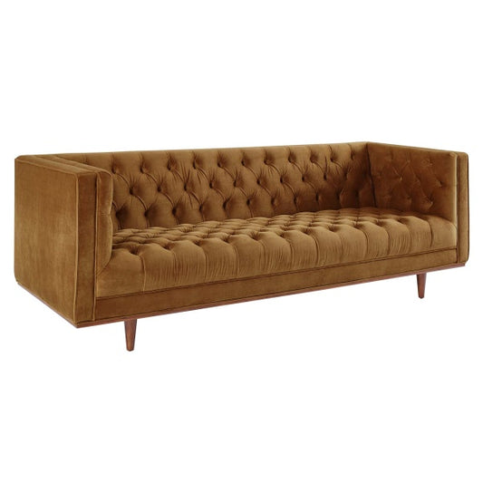 Elation Tufted Performance Velvet Sofa Cognac by Modway