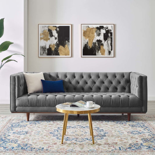 Elation Tufted Performance Velvet Sofa Cognac by Modway