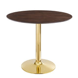 Verne 35" Dining Table in Gold Cherry Walnut By Modway