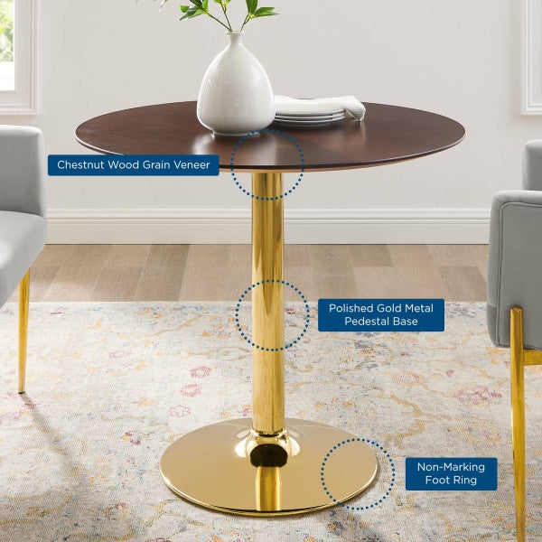 Verne 35" Dining Table in Gold Cherry Walnut By Modway