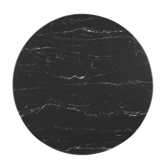 Verne 28" Artificial Marble Dining Table in Gold Black By Modway