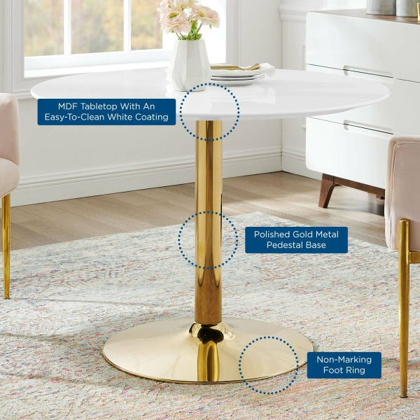 Verne 40" Dining Table in Gold White By Modway