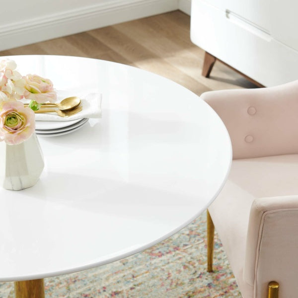 Verne 40" Dining Table in Gold White By Modway
