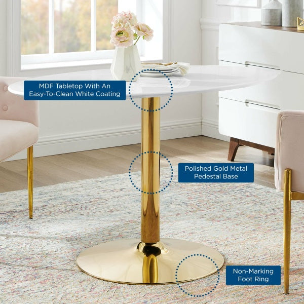 Verne 48" Oval Dining Table in Gold White By Modway