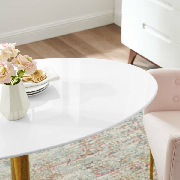 Verne 48" Oval Dining Table in Gold White By Modway