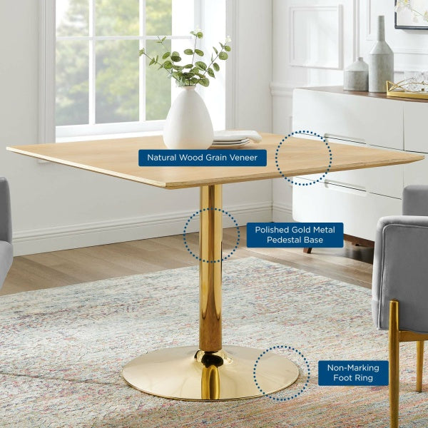 Verne 40" Square Dining Table in Natural By Modway