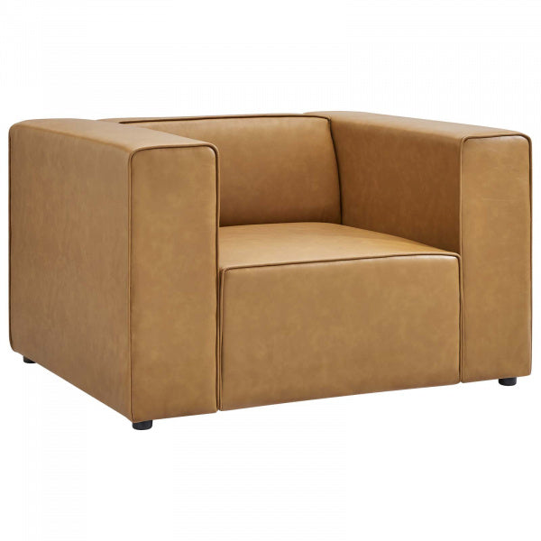 Mingle Vegan Leather Sofa and Armchair Set Tan by Modway