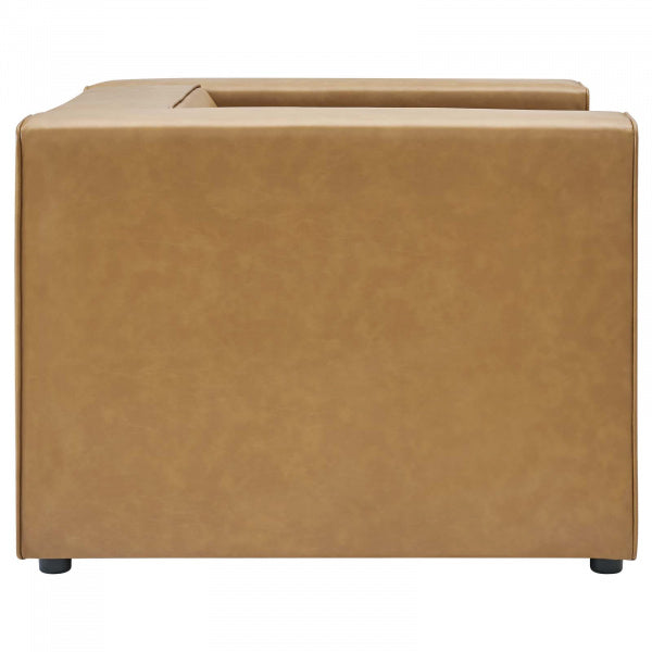 Mingle Vegan Leather Sofa and Armchair Set Tan by Modway