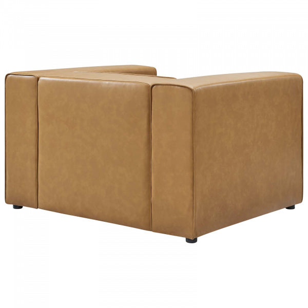 Mingle Vegan Leather Sofa and Armchair Set Tan by Modway
