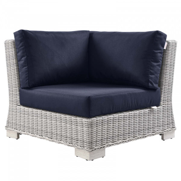 Conway Outdoor Patio Wicker Rattan Corner Chair | Polyester by Modway