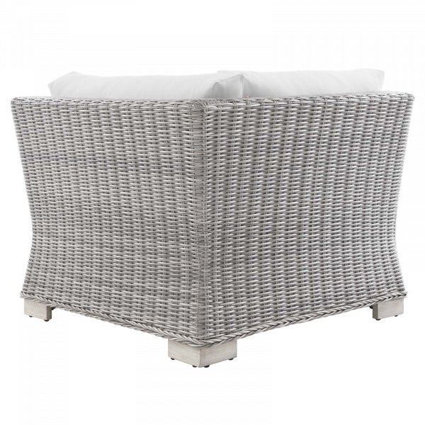 Conway Outdoor Patio Wicker Rattan Corner Chair | Polyester by Modway