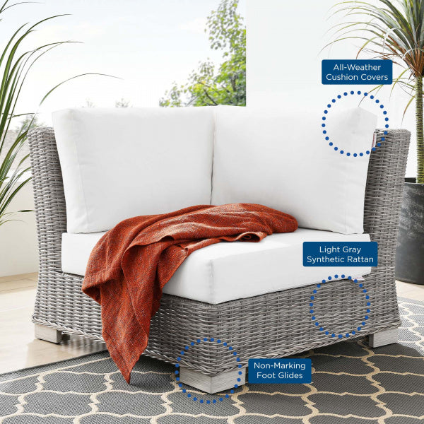 Conway Outdoor Patio Wicker Rattan Corner Chair | Polyester by Modway