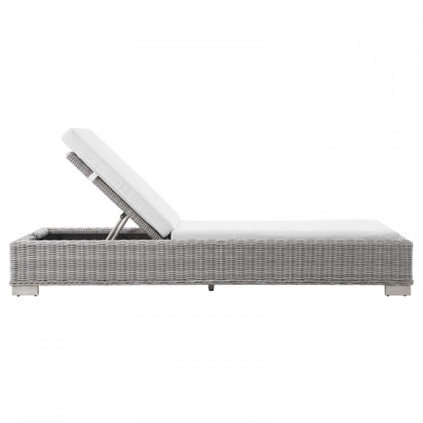 Conway Outdoor Patio Wicker Rattan Chaise Lounge | Polyester by Modway