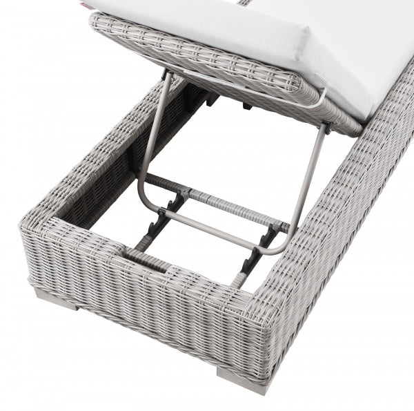 Conway Outdoor Patio Wicker Rattan Chaise Lounge | Polyester by Modway