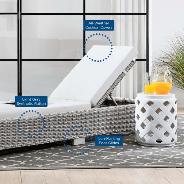 Conway Outdoor Patio Wicker Rattan Chaise Lounge | Polyester by Modway