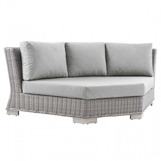 Conway Outdoor Patio Wicker Rattan Round Corner Chair | Polyester by Modway