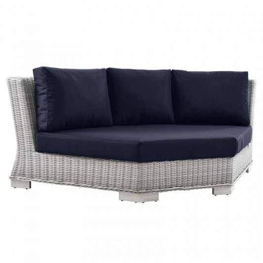 Conway Outdoor Patio Wicker Rattan Round Corner Chair | Polyester by Modway