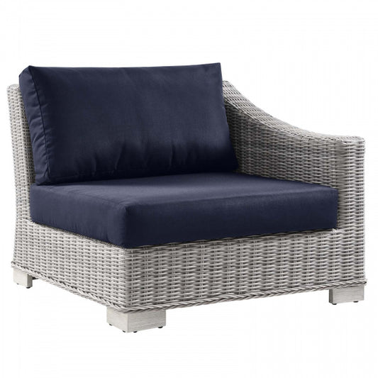 Conway Outdoor Patio Wicker Rattan Right-Arm Chair in Light Gray Gray | Polyester by Modway