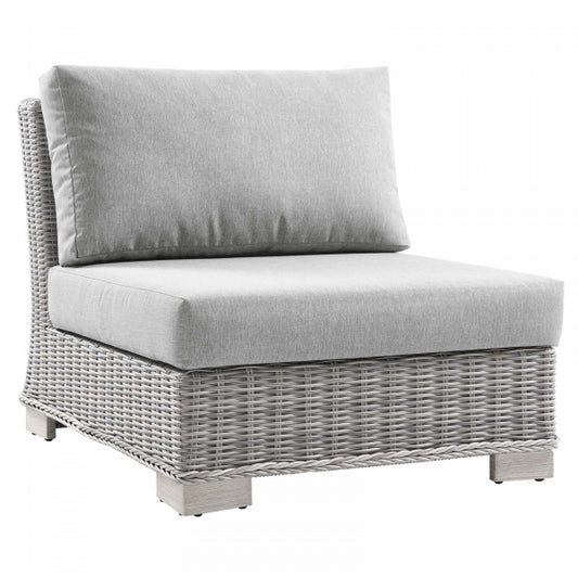 Conway Outdoor Patio Wicker Rattan Armless Chair | Polyester by Modway