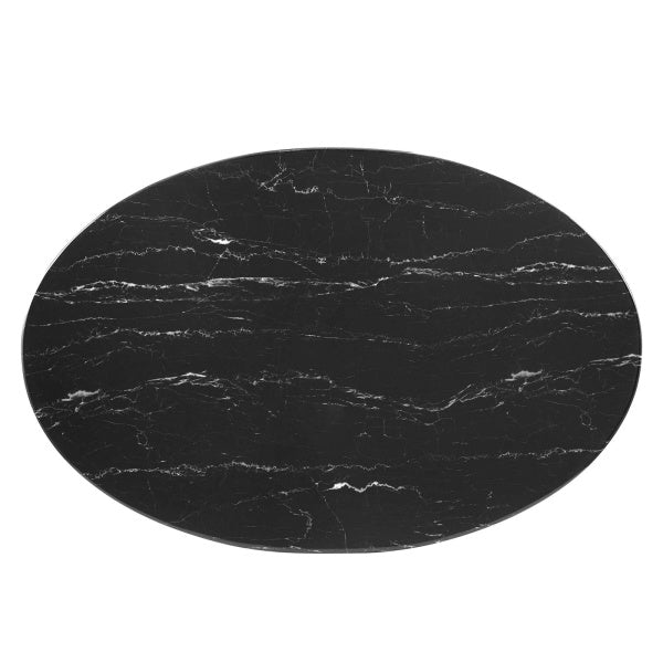 Lippa 42" Artificial Marble Dining Table Black Black By Modway