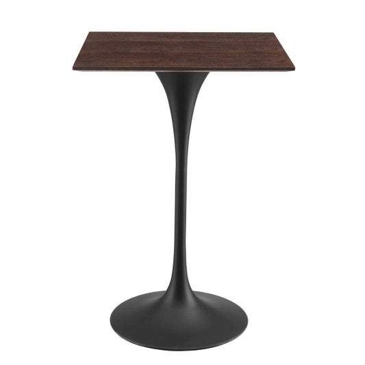 Lippa 28" Square Wood Bar Table Black Cherry Walnut By Modway