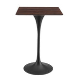 Lippa 28" Square Wood Bar Table Black Cherry Walnut By Modway