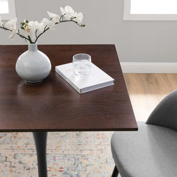 Lippa 28" Square Wood Bar Table Black Cherry Walnut By Modway