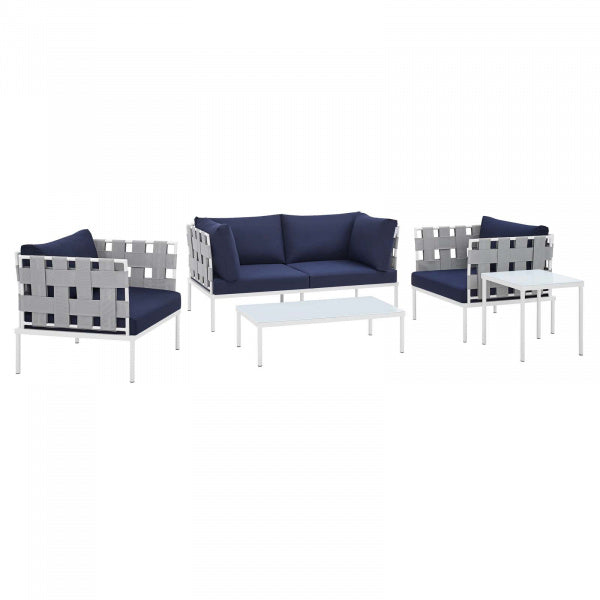 Harmony 5-Piece Sunbrella Outdoor Patio Aluminum Furniture Set | Polyester by Modway