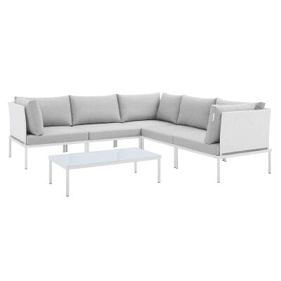 Harmony 6-Piece Sunbrella Outdoor Patio Aluminum Sectional Sofa Set | Polyester by Modway