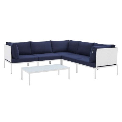 Harmony 6-Piece Sunbrella Outdoor Patio Aluminum Sectional Sofa Set | Polyester by Modway