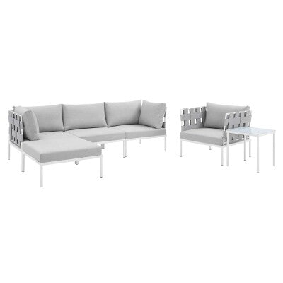 Harmony 6-Piece Sunbrella Outdoor Patio Aluminum Seating Set | Polyester by Modway