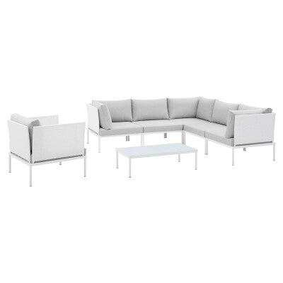 Harmony 7-Piece Sunbrella Outdoor Patio Aluminum Sectional Sofa Set| Polyester by Modway