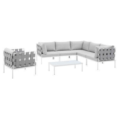 Harmony 7-Piece Sunbrella Outdoor Patio Aluminum Sectional Sofa Set | Polyester by Modway