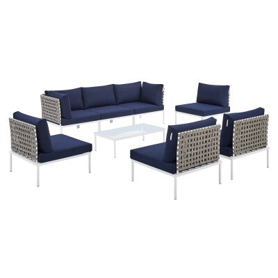 Harmony 8-Piece Sunbrella Basket Weave Outdoor Patio Aluminum Sectional Sofa Set by Modway