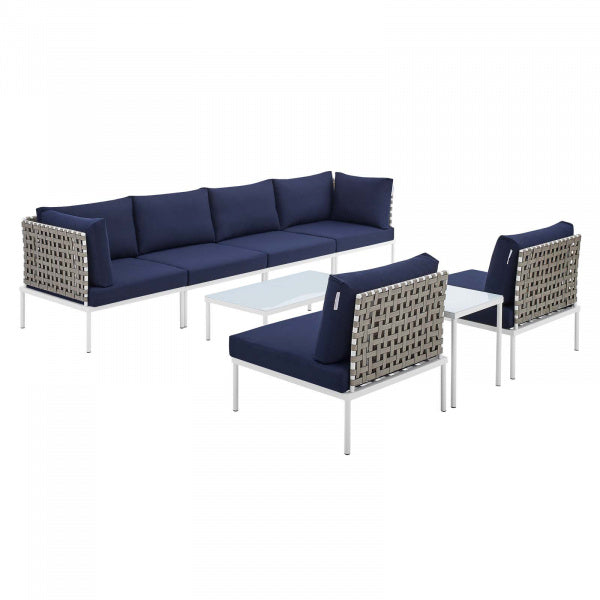 Harmony 8-Piece Sunbrella Basket Weave Outdoor Patio Aluminum Sectional Sofa Set by Modway