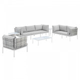 Harmony 8-Piece Sunbrella Basket Weave Outdoor Patio Aluminum Seating Setby Modway