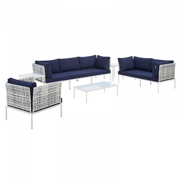 Harmony 8-Piece Sunbrella Basket Weave Outdoor Patio Aluminum Seating Setby Modway