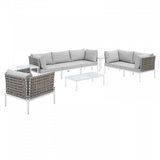 Harmony 8-Piece Sunbrella Basket Weave Outdoor Patio Aluminum Seating Set by Modway