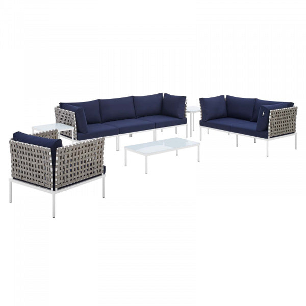 Harmony 8-Piece Sunbrella Basket Weave Outdoor Patio Aluminum Seating Set by Modway