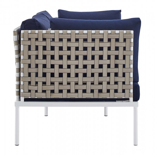 Harmony 8-Piece Sunbrella Basket Weave Outdoor Patio Aluminum Seating Set by Modway