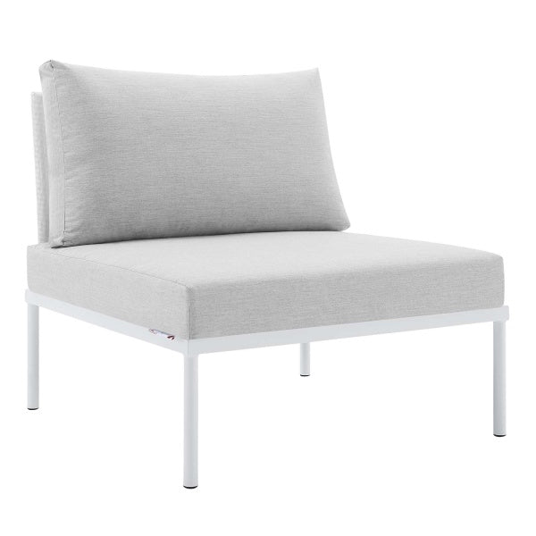 Harmony Sunbrella® Outdoor Patio Aluminum Armless Chair White Gray by Modway