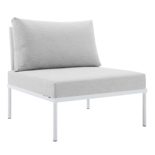 Harmony Sunbrella® Outdoor Patio Aluminum Armless Chair White Gray by Modway