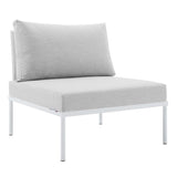 Harmony Sunbrella® Outdoor Patio Aluminum Armless Chair White Gray by Modway