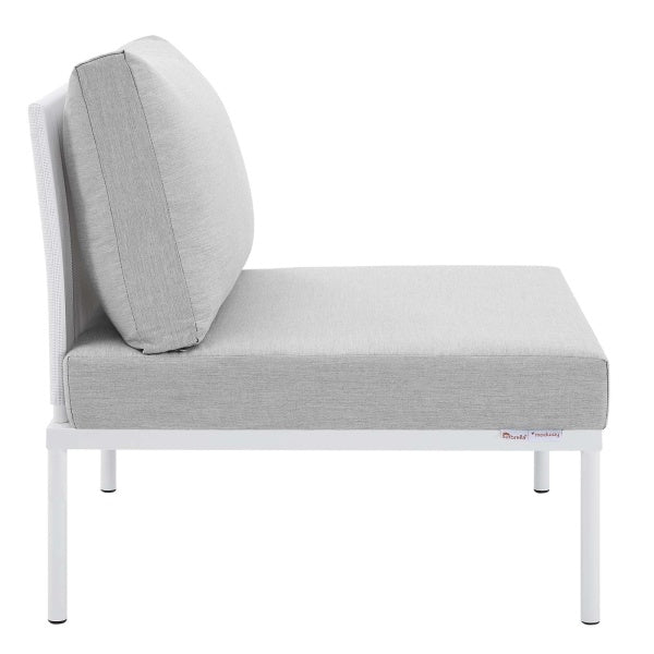 Harmony Sunbrella® Outdoor Patio Aluminum Armless Chair White Gray by Modway