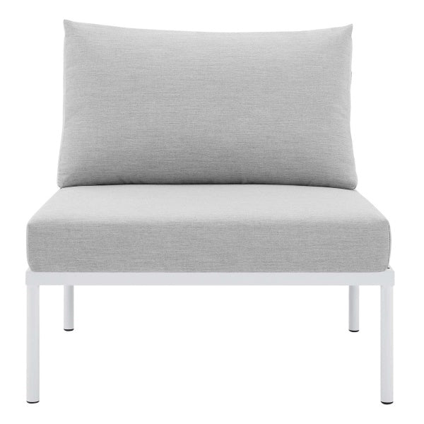Harmony Sunbrella® Outdoor Patio Aluminum Armless Chair White Gray by Modway