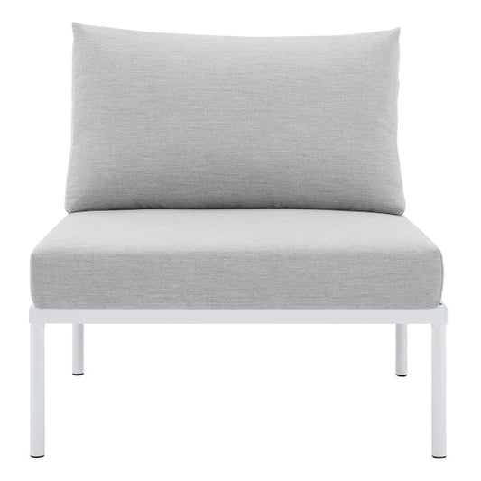 Harmony Sunbrella® Outdoor Patio Aluminum Armless Chair White Gray by Modway