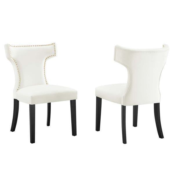 Curve Performance Velvet Dining Chairs (Set of 2) by Modway