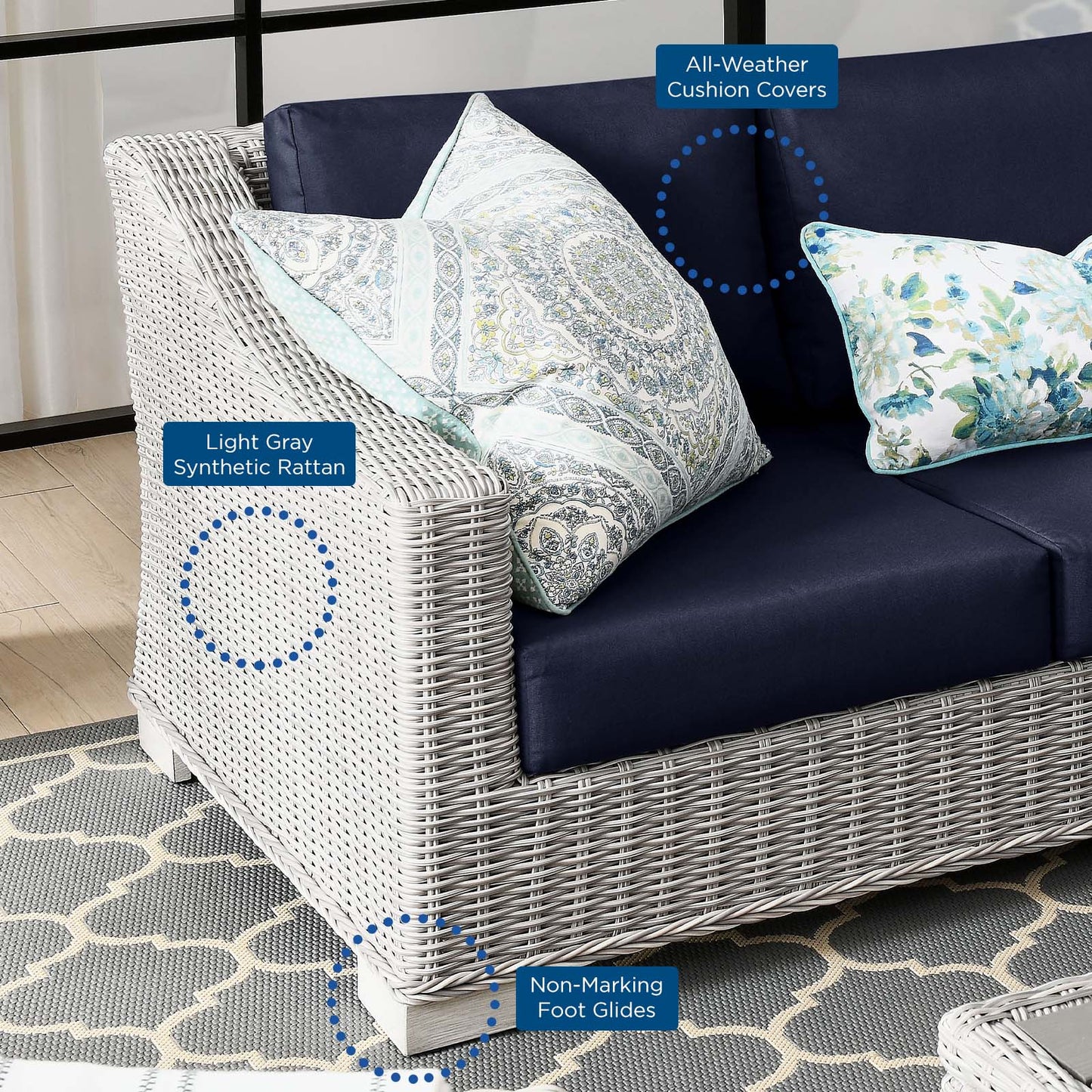 Conway 4-Piece Outdoor Patio Wicker Rattan Furniture Set